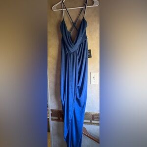 Lulu's Royal Blue Crossback Draped Maxi Dress